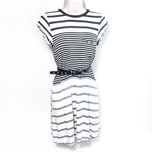 AEO Black & White Striped Shirt Dress Sz S